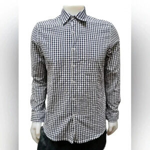 Peter Werth NWT 100% Cotton L/S Button Down Shirt Black and  White Size Small